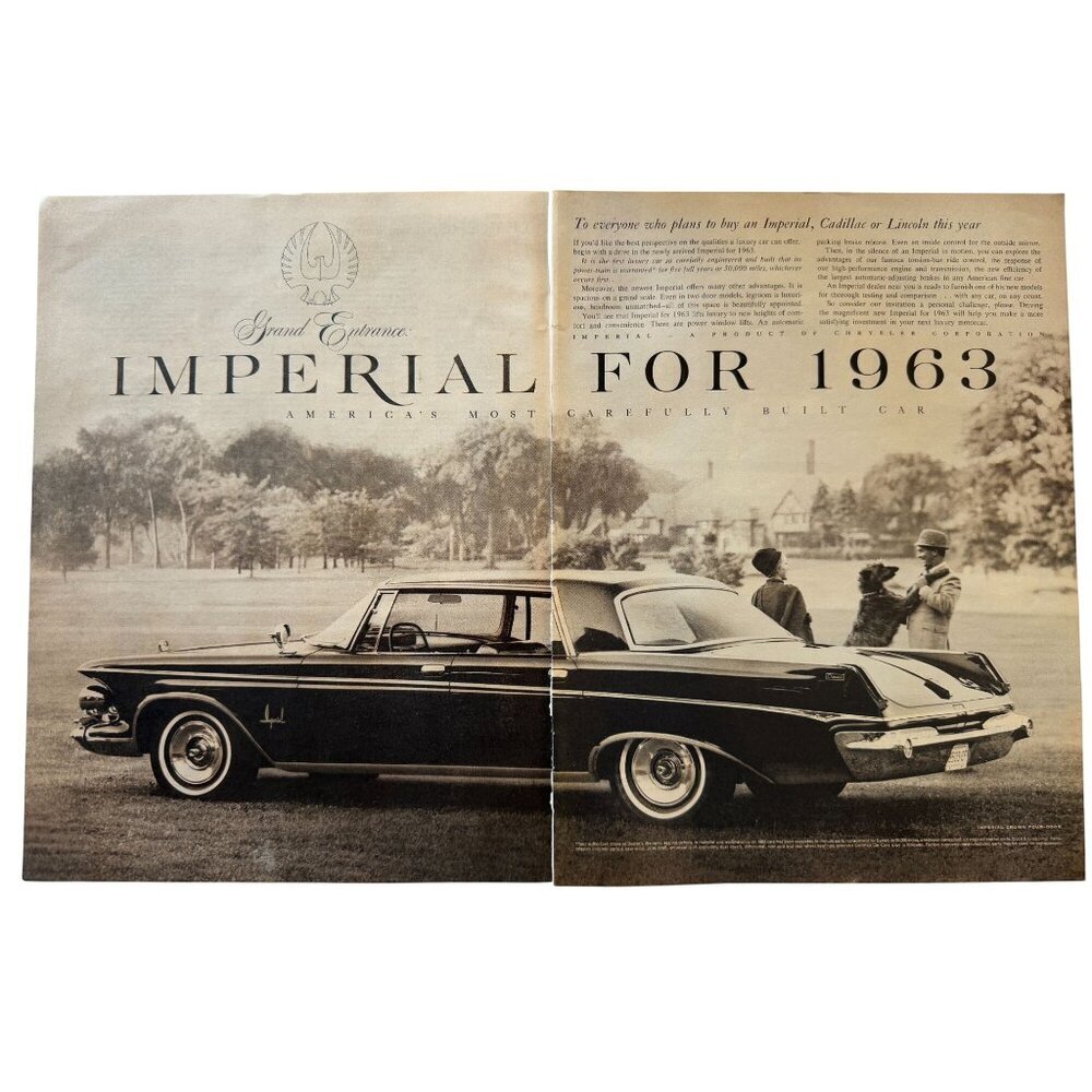 Vintage 1962 Imperial Crown Chrysler Car 2 Page Cut Advertisement Print Ad READ